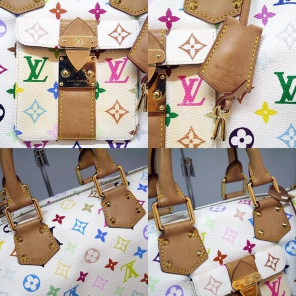 Authentic Louis Vuitton Multicolor Speedy 30 Monogram Sac Hand Bag White Gold - Picture 12 of 15
